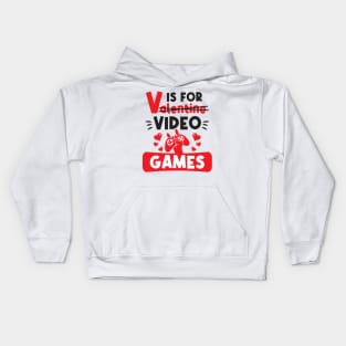 V Is For Video Game - Valentine Day Kids Hoodie